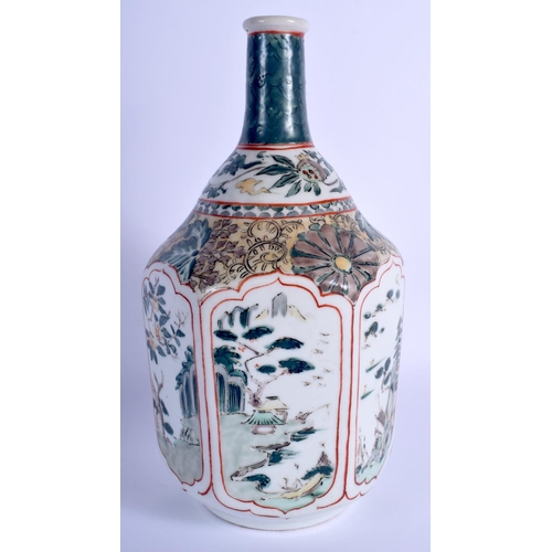 1363 - AN 18TH/19TH CENTURY JAPANESE EDO PERIOD AO KUTANI GUGLET VASE painted with figures, flowers and lan... 