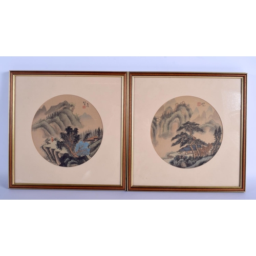 1364 - A SET OF FOUR CHINESE REPUBLICAN PERIOD WATERCOLOUR SILKS painted with figures and landscapes. Image... 