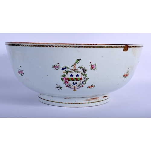 1368 - A LARGE 18TH CENTURY CHINESE EXPORT FAMILLE ROSE PUNCH BOWL Qianlong. 41 cm x 18 cm.