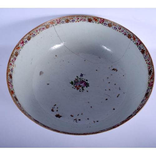 1368 - A LARGE 18TH CENTURY CHINESE EXPORT FAMILLE ROSE PUNCH BOWL Qianlong. 41 cm x 18 cm.