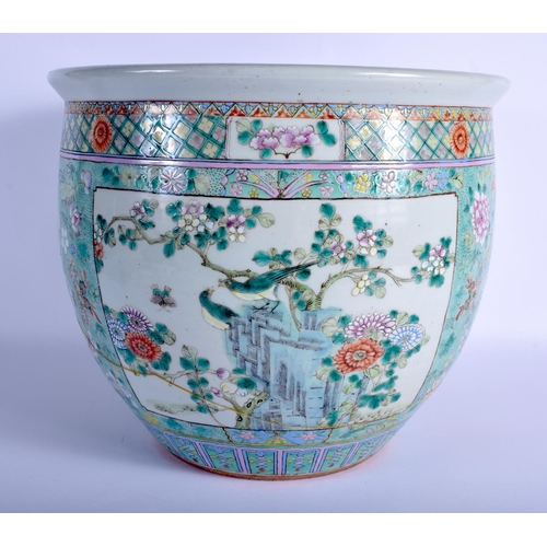 1394 - A LARGE 19TH CENTURY CHINESE FAMILLE ROSE PORCELAIN STRAITS JARDINIERE painted with birds and foliag... 