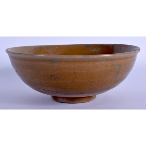 1405 - A CHINESE YUAN/MING DYNASTY STONEWARE CELADON TYPE BOWL incised with a flower. 19 cm diameter.