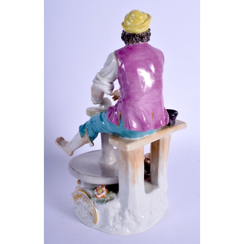 145 - AN EARLY 20TH CENTURY MEISSEN FIGURE OF THE POTTER modelled working the wheel. 21 cm high.