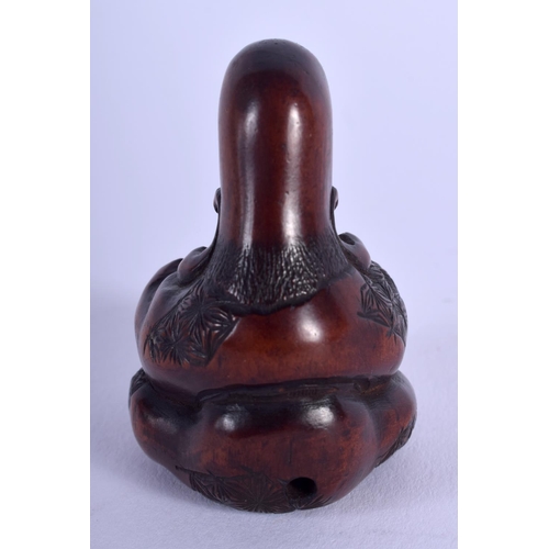 1468 - A 19TH CENTURY JAPANESE MEIJI PERIOD CARVED BOXWOOD NETSUKE modelled as a seated scholar. 4.5 cm x 2... 