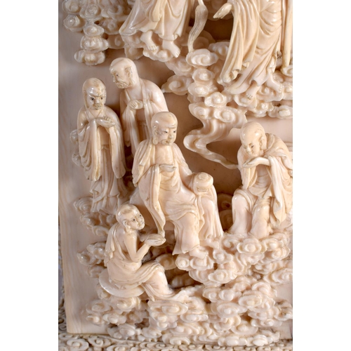 1472 - A VERY LARGE RARE EARLY 20TH CENTURY CHINESE CARVED BONE TEMPLE SHRINE Late Qing, decorated with imm... 