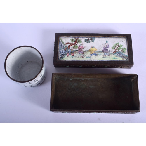 1481 - AN 18TH/19TH CENTURY CHINESE CANTON ENAMEL BOX AND COVER together with a similar bowl. Largest 16 cm... 