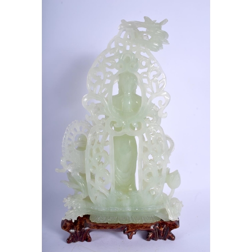 1497 - A LARGE EARLY 20TH CENTURY CHINESE CARVED JADE FIGURE Late Qing/Republic. 36 cm x 15 cm.