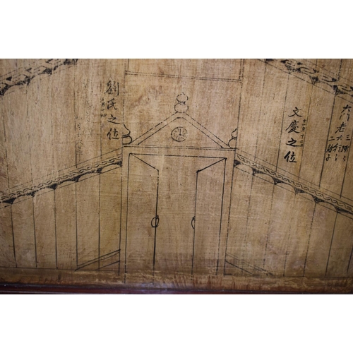 1568 - A CHINESE ANCESTRAL FOLDING TABLE SCREEN bearing the inscriptions of the Liu family & names of six T... 