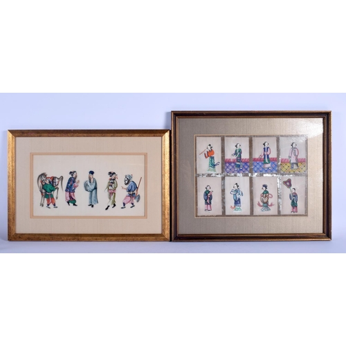 1606 - FIVE 19TH CENTURY CHINESE PITH PAPER WATERCOLOURS Qing. Largest 44 cm x 30 cm. (5)