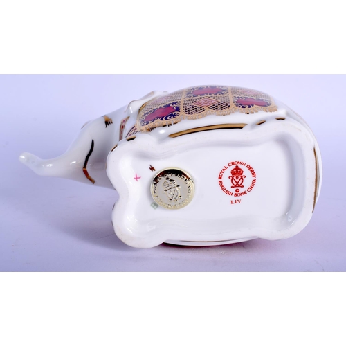 161 - A ROYAL CROWN DERBY ELEPHANT PAPERWEIGHT. 16 cm x 11 cm.