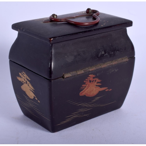 1619 - AN EARLY 20TH CENTURY JAPANESE MEIJI PERIOD BLACK LACQUER BOX. 7 cm x 6 cm.