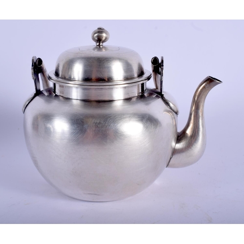 1658 - AN EARLY 20TH CENTURY JAPANESE MEIJI PERIOD SILVER TEAPOT AND COVER decorated with landscapes. 268 g... 