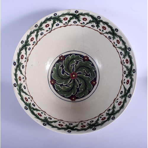 173 - A VERY LARGE ENGLISH ARTS AND CRAFTS CIRCULAR POTTERY BOWL in the manner of William De Morgan, paint... 