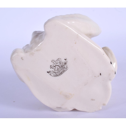 179 - A RARE IRISH BELLEEK PORCELAIN FROG possibly a brush holder or spoon warmer. 12 cm x 8 cm.