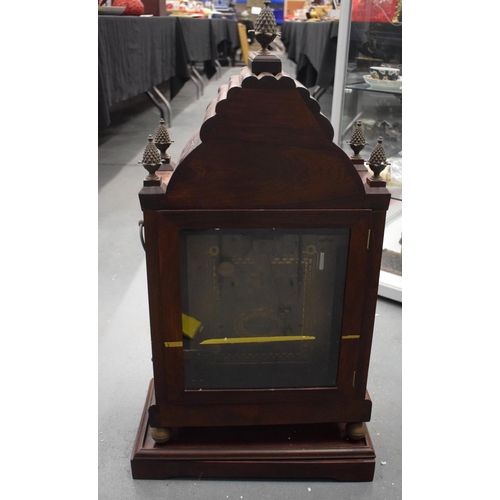 2006 - A LARGE CHINESE CARVED ROSEWOOD AND MOTHER OF PEARL INLAID MANTEL CLOCK probably Late Qing, decorate... 