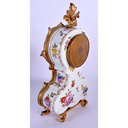 2009 - A 19TH CENTURY EUROPEAN PAINTED ENAMELLED PORCELAIN CLOCK with French bronze mounts. 20 cm x 10 cm.