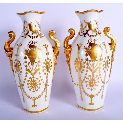 202 - Coalport pair of vases painted with flowers. 25Cm high