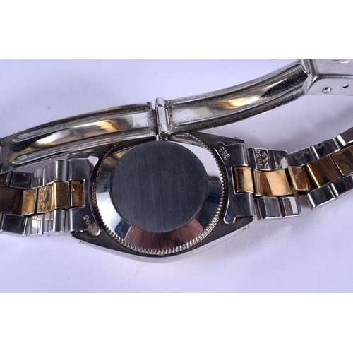 2024 - A LADIES ROLEX TWO TONE OYSTER WRISTWATCH. 2 cm diameter.