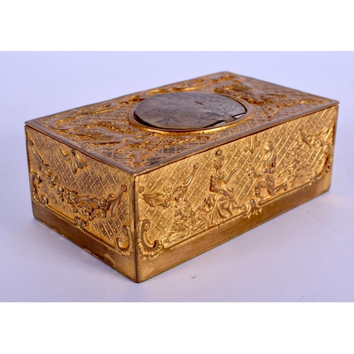 2026 - A 19TH CENTURY SWISS AUTOMATON SINGING BIRD BOX within a repousse case decorated with putti. 10 cm x... 