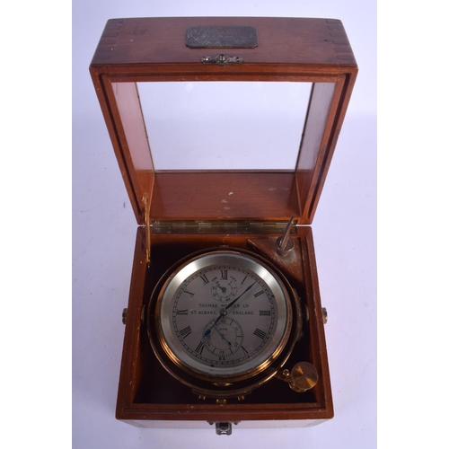 2047 - AN ANTIQUE THOMAS MERCER LTD OF ST ALBANS MARINE CHRONOMETER. Dial 12 cm wide.