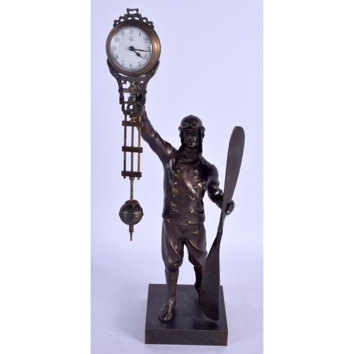 2052 - A CONTEMPORARY BRONZE RAF CLOCK. 33 cm high.