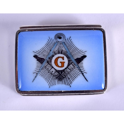 2101 - A SILVER MASONIC PILL BOX. 3.5 cm x 3 cm.