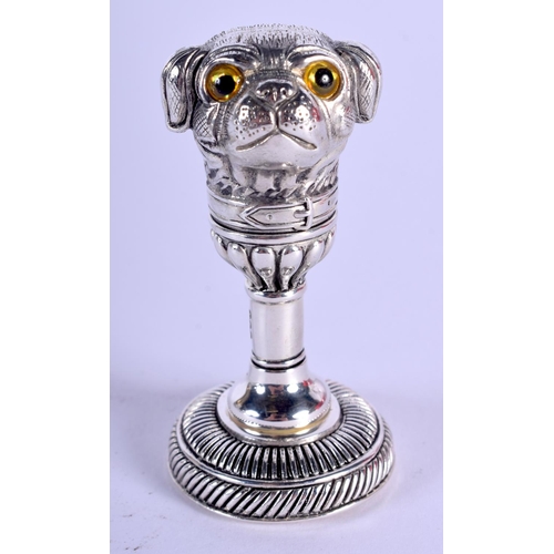 2108 - A SILVER DOG SEAL. 4.5 cm high.