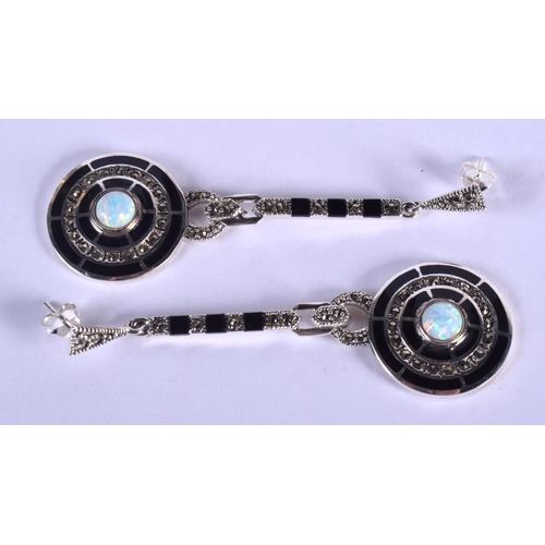 2118 - A PAIR OF SILVER EARRINGS. 5.5 cm long.