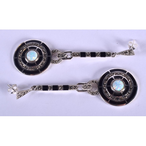 2118 - A PAIR OF SILVER EARRINGS. 5.5 cm long.