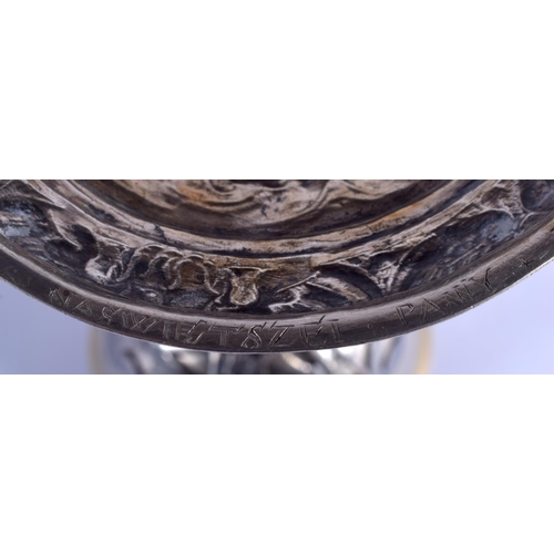 2168 - AN UNUSUAL EARLY CONTINENTAL SILVER GOBLET engraved with saints and inscriptions. 494 grams. 23 cm h... 