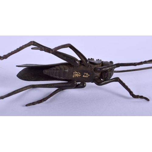 2171 - A JAPANESE LOCUST BRONZE OKIMONO. 15.5 cm long.