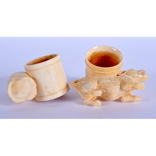 2189 - A PAIR OF CONTINENTAL BONE NAPKIN RINGS. 8 cm x 6 cm.