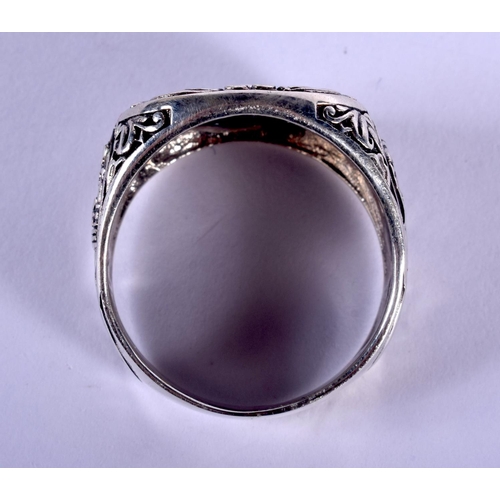 2192 - A SILVER MASONIC RING. W.