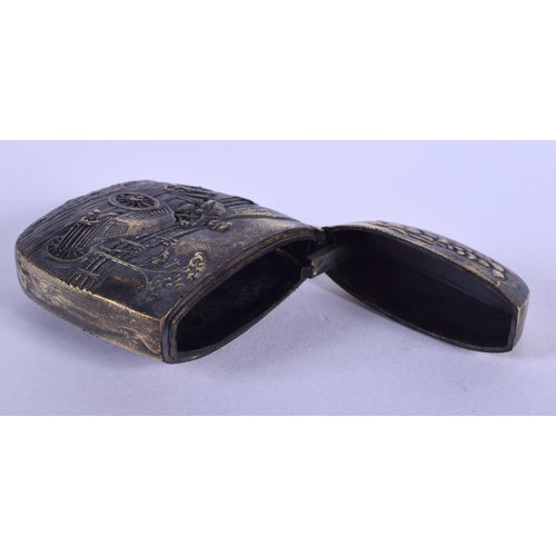 2197 - A BRASS CYCLING VESTA CASE. 5 cm x 4 cm.