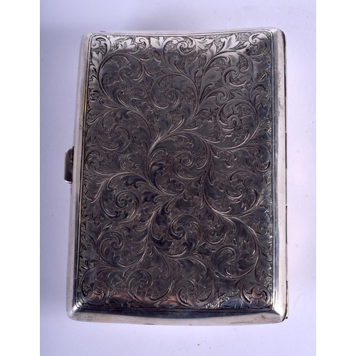 2201 - AN ANTIQUE SILVER CIGARETTE CASE. 148 grams. 11 cm x 9 cm.