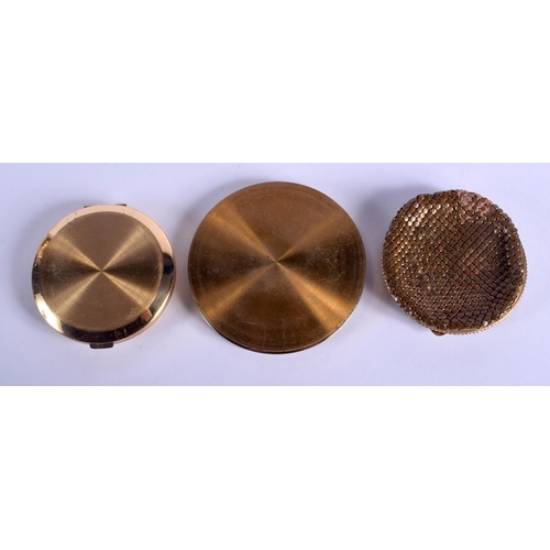 2216 - THREE VINTAGE COMPACTS. 8.5 cm diameter. (3)