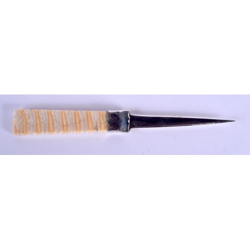 2264 - AN ANTIQUE SILVER MOUNTED MAMMOTH TOOTH LETTER  OPENER. 21 cm long.