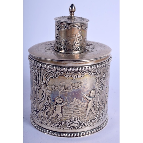 2273 - AN ANTIQUE CONTINENTAL SILVER TEA CADDY. 173 grams. 11.5 cm high.