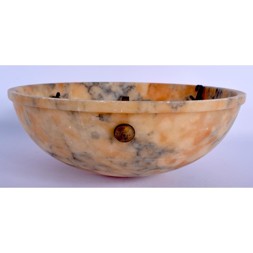 2278 - AN ART DECO ITALIAN ALABASTER PLAFONNIER with gilt mounts. 26 cm diameter.