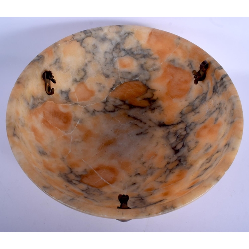 2278 - AN ART DECO ITALIAN ALABASTER PLAFONNIER with gilt mounts. 26 cm diameter.