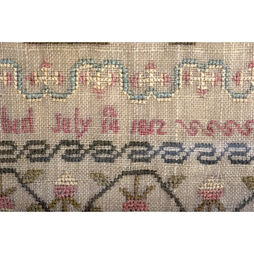 2309 - AN EARLY 19TH CENTURY ENGLISH FRAMED EMBROIDERED SAMPLER by Dianna Ireland 1812. Sampler 34 cm squar... 