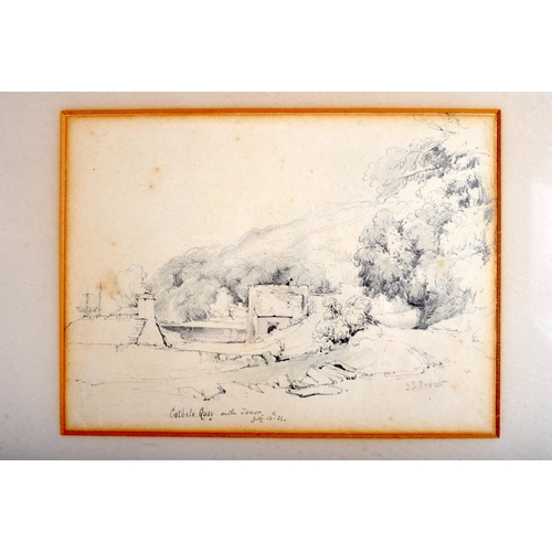 2321 - John Skinner Prout (1805-1876) 3 x pencil sketches, assorted scenes. Largest image 26 cm x 20 cm. (3... 