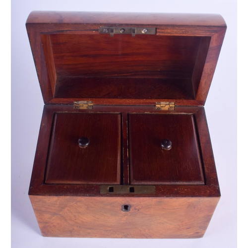 2401 - A VICTORIAN WALNUT TWO DIVISION TEA CADDY. 16 cm x 16 cm.