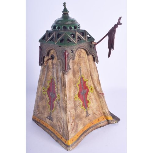 2404 - A LARGE CONTEMPORARY CONTINENTAL COLD PAINTED BRONZE ARABIC TENT in the manner of Bergmann, modelled... 