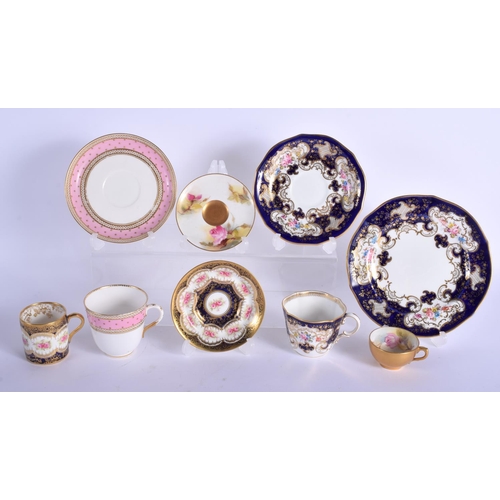 241 - Royal Worcester Kerr and Binns pink ground coffee cup and saucer, pattern 8541, impressed mark, Roya... 