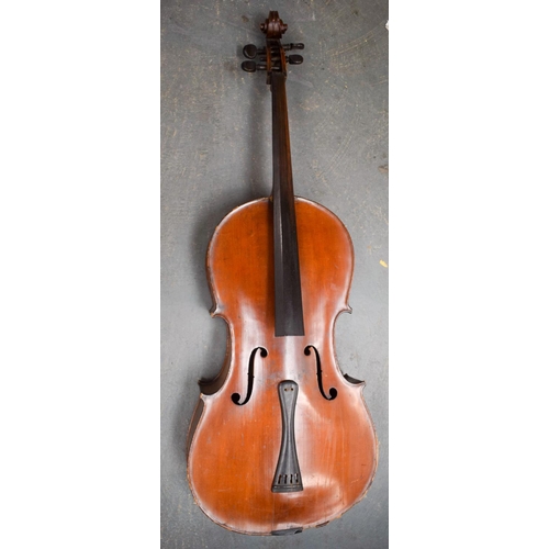 2434 - A TWO PIECE BACK CELLO. 122 cm high.