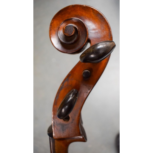 2434 - A TWO PIECE BACK CELLO. 122 cm high.