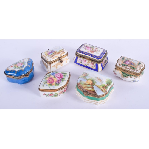 2435 - SIX EARLY 20TH CENTURY CONTINENTAL PORCELAIN BOXES. (6)