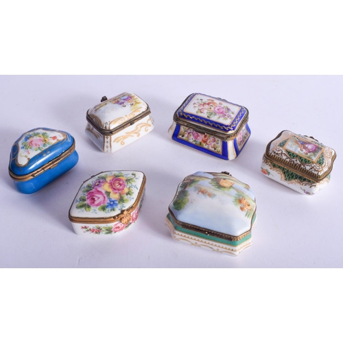 2435 - SIX EARLY 20TH CENTURY CONTINENTAL PORCELAIN BOXES. (6)