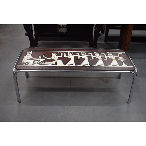 2445 - A RETRO COFFEE TABLE. 110 cm x 55 cm.